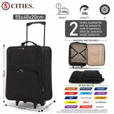 5 Cities (55x40x20cm) Lightweight Folding Cabin Hand Luggage (x2 Set) - Packed Direct UK