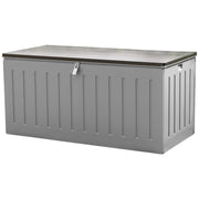 Olsen & Smith 830L/680L MASSIVE Capacity Outdoor Garden Storage Box Plastic Shed - Weatherproof & Sit On with Wood Effect Chest