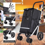 Hoppa 74L Expandable Lightweight Shopping Trolley 2025 model, Hard Wearing & Foldaway Push/Pull Cart for Easy Storage With 1 Year Guarantee