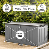 Olsen & Smith 830L MASSIVE Capacity Outdoor Garden Storage Box Plastic Shed - Weatherproof & Sit On with Wood Effect Chest