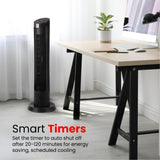 Olsen & Smith 36-inch Smart Tower Fan with Remote Control - 45W Energy Efficient 7.5m/s Quiet Portable Fan with 90° Oscillation, 4 Modes and Speeds,12-H Timer, 2x Base and LED Display - Black Mat