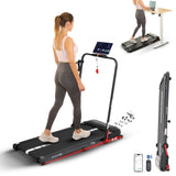 Sports24 Foldable 4-in-1 Walking Pad Treadmill with Incline, Handle, LCD Display, App Control, Bluetooth Speaker, Low Noise, 1-12km/h Speed, Under Desk Running Machine for Home