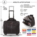 Aerolite 17'' Executive Mobile Business Cabin Hand with Luggage Rolling Laptop Bag, Approved for Ryanair, British Airways, Easyjet, Jet2 & Many More - Packed Direct UK