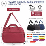 Aerolite (40x20x25cm) New and Improved 2024 Ryanair Maximum Size Holdall Cabin Luggage Under Seat Flight Bag - Packed Direct UK