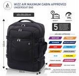 Aerolite 40x30x20 Wizz Air Maximum Size Backpack Eco - Friendly Cabin Luggage Approved Travel Carry On Holdall Lightweight Shoulder Bag Flight Rucksack with YKK Zippers 5 Year Warranty - Packed Direct UK