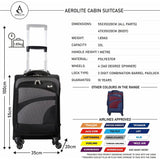 Aerolite (47x35x20cm) Lightweight Soft Shell Cabin Hand Luggage (x2 Set) | 4 Wheels - Packed Direct UK