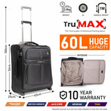 Aerolite 56x45x25cm British Airways Jet2 & Easyjet Upgrade Maximum Allowance Large Lightweight 2 Wheel Carry On Hand Cabin Luggage Bag Suitcase 56x45x25 with TSA Approved Lock Black - Packed Direct UK