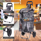 Hoppa 57Ltr Lightweight Shopping Trolley 2024 model, Hard Wearing & Foldaway Push/Pull Cart for Easy Storage With 1 Year Guarantee (Cities) - Packed Direct UK