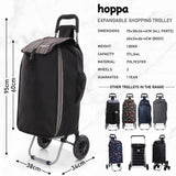 Hoppa Expandable Lightweight Shopping Trolley 57L/64L 2024 model, Hard Wearing & Foldaway Push/Pull Cart for Easy Storage With 1 Year Guarantee - Packed Direct UK