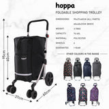 Hoppa Expandable Lightweight Shopping Trolley 74L 2024 model, Hard Wearing & Foldaway Push/Pull Cart for Easy Storage With 1 Year Guarantee - Packed Direct UK