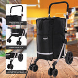 Hoppa Expandable Lightweight Shopping Trolley 74L 2024 model, Hard Wearing & Foldaway Push/Pull Cart for Easy Storage With 1 Year Guarantee - Packed Direct UK