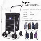 Hoppa Lightweight 6-Wheel Premium 2024 Model Folding Shopping Trolley Extra Large 75.6L Capacity Shopping Trolley Bag, 95cm, 5.25kg, Push/Pull (Black) - Packed Direct UK