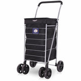 Hoppa Lightweight 6-Wheel Premium 2024 Model Folding Shopping Trolley Extra Large 75.6L Capacity Shopping Trolley Bag, 95cm, 5.25kg, Push/Pull (Black) - Packed Direct UK