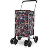 Hoppa Lightweight 6 - Wheel Premium 2024 Model Folding Shopping Trolley Extra Large 75.6L Capacity Shopping Trolley Bag, 95cm, 5.25kg, Push/Pull (Black) - Packed Direct UK