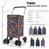 Hoppa Lightweight 6 - Wheel Premium 2024 Model Folding Shopping Trolley Extra Large 75.6L Capacity Shopping Trolley Bag, 95cm, 5.25kg, Push/Pull (Black) - Packed Direct UK