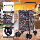 Hoppa Lightweight 6 - Wheel Premium 2024 Model Folding Shopping Trolley Extra Large 75.6L Capacity Shopping Trolley Bag, 95cm, 5.25kg, Push/Pull (Black) - Packed Direct UK