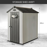 Olsen and Smith Outdoor Garden Storage Shed 4x6 FT With Lockable Door Including Padlock For Garden Tools, Lawnmower, Bikes and more, 125x187x205cm, Beige - Packed Direct UK