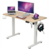 Olsen & Smith 120 cm Height Adjustable Single Solid Board Electric Desk for Standing & Sitting Home & Office Work Desk 80kg Load with LCD Display Memory Function, Headphone Hook, Drinks Holder