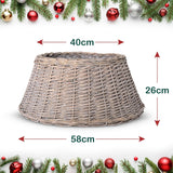 Olsen & Smith 26x58cm Christmas Tree Skirt - Festive Christmas Tree Base Cover Willow Xmas Tree Skirt 40x58x26 for Christmas Decorations - Durable Wicker Skirt for Christmas Trees - Packed Direct UK