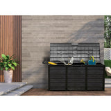 Olsen & Smith 290L Capacity Outdoor Garden Plastic Storage Cushion Box Furniture - Lockable with Padlock Lock, Weather Resistant, Shed Chest - Packed Direct UK