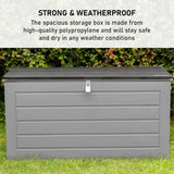 Olsen & Smith 680L MASSIVE Capacity Outdoor Garden Storage Box Plastic Shed - Weatherproof & Sit On with Wood Effect Chest - Packed Direct UK