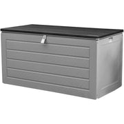 Olsen & Smith 680L MASSIVE Capacity Outdoor Garden Storage Box Plastic Shed - Weatherproof & Sit On with Wood Effect Chest