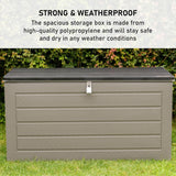 Olsen & Smith 680L/830L MASSIVE Capacity Outdoor Garden Storage Box Plastic Shed - Weatherproof & Sit On with Wood Effect Chest - Packed Direct UK
