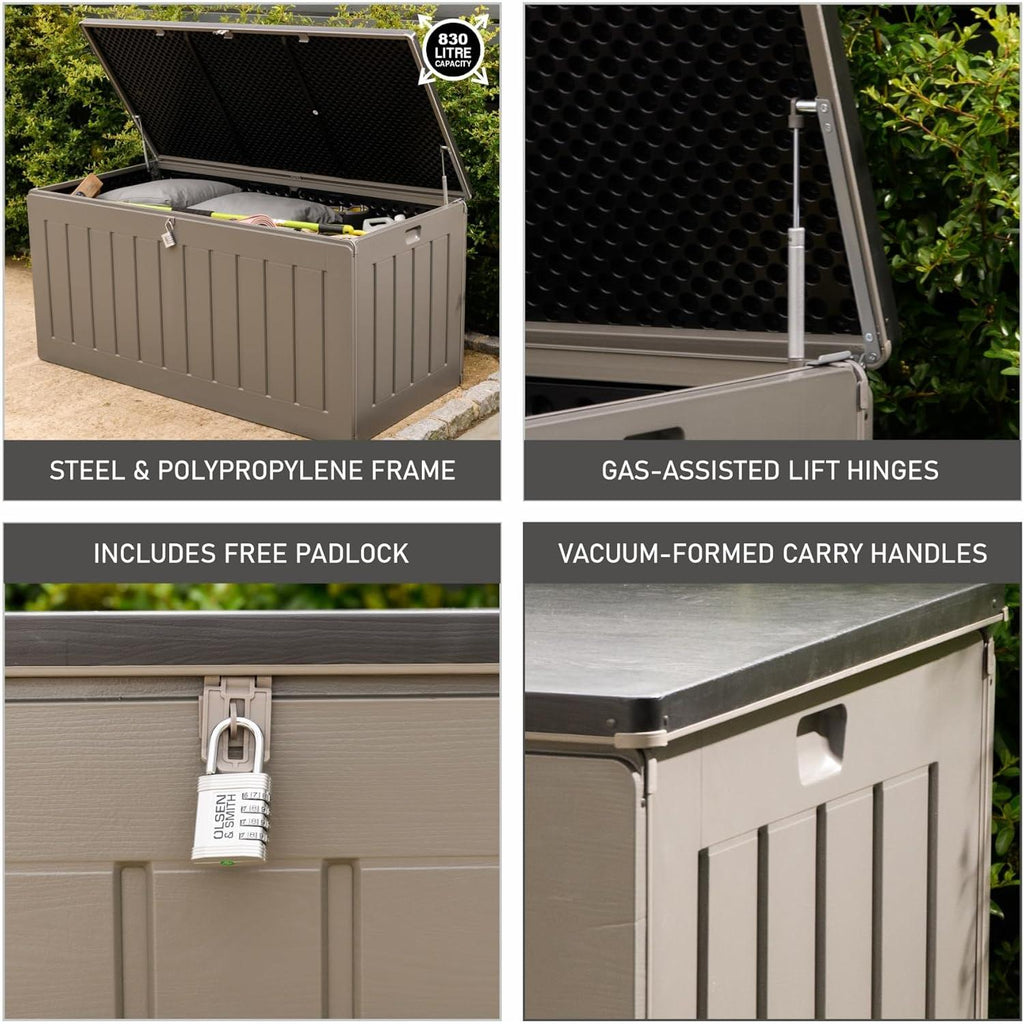 Olsen & Smith 680L/830L MASSIVE Capacity Outdoor Garden Storage Box Pl ...