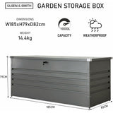 Olsen & Smith Garden Metal Storage Box 1000L Lockable Gas Lift 185x82x79cm Weather - Resistant Anthracite - Packed Direct UK