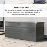 Olsen & Smith Garden Metal Storage Box 1000L Lockable Gas Lift 185x82x79cm Weather - Resistant Anthracite - Packed Direct UK