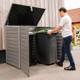 Olsen & Smith MASSIVE Capacity 1170L Outdoor Garden Storage Box Plastic Shed Garbage - Weatherproof with Wood Effect - Packed Direct UK