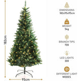 Olsen & Smith Pre - Lit 6ft Premium Victorian Pine Multi - Function Artificial Christmas Tree with Warm White LED Lights, Next Day Delivery Available - Packed Direct UK