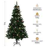 Olsen & Smith Pre-Lit 7ft Premium Victorian Pine Multi-Function Artificial Christmas Tree with Warm White LED Lights, Next Day Delivery Available