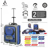 Sets of Aerolite MiniMAX (45x36x20cm) easyJet Maximum Cabin Luggage Under Seat Carry On Suitcase with Backpack and Pouch for Your Favourite Doll/Action Figure/Bear (Blue x 3) - Packed Direct UK