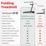 Sport24 Commercial 1 - 16 km/h Folding Treadmill – The Ultimate 5 - in - 1 Smart Treadmill for Home Fitness - Packed Direct UK