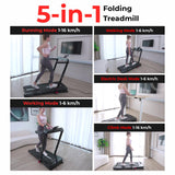 Sport24 Commercial 1 - 16 km/h Folding Treadmill – The Ultimate 5 - in - 1 Smart Treadmill for Home Fitness - Packed Direct UK