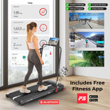 Sports24 Foldable 4 - in - 1 Walking Pad Treadmill with Incline, Handle, LCD Display, App Control, Bluetooth Speaker, Low Noise, 1 - 12km/h Speed, Under Desk Running Machine for Home, 2 Years Warranty - Packed Direct UK