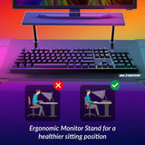 XTREME by O&S Carbon Fibre Effect Z Frame RGB PC Computer Gaming Desk with RGB LED Lights, Monitor Screen Stand, Desktop Tower Stand Trolley, Cable Management, Headset Hook & Drinks Cup Holder, Black - Packed Direct UK