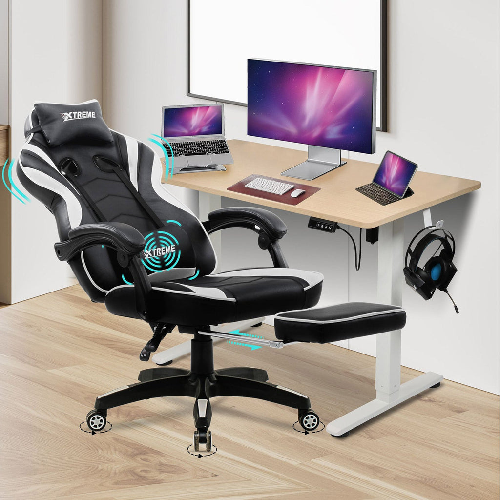 XTREME Gaming Chair (Black/White) & Electric Desk – Packed Direct UK