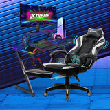 XTREME Gaming Chair (Black/White) & Gaming Desk With Detachable Shelf - Packed Direct UK