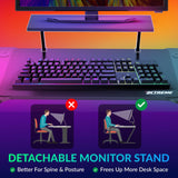 XTREME RGB Gaming Desk with Carbon Fibre Effect, Monitor Stand, CPU Holder With Wheels, Z Frame, LED Lights, Cable Management, Headset Hook & Cup Holder - Packed Direct UK