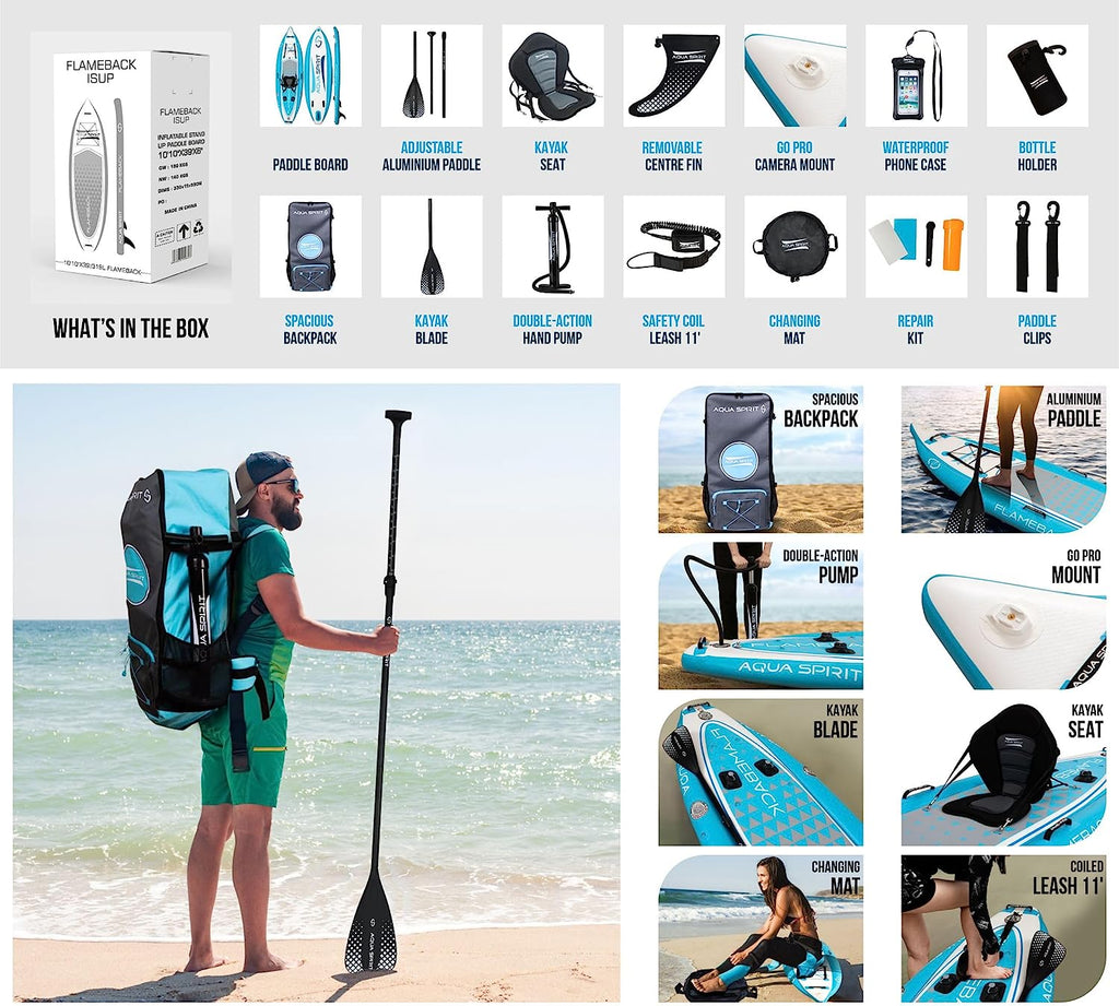 Aqua Spirit Extra Wide Inflatable Stand Up Paddle Board With