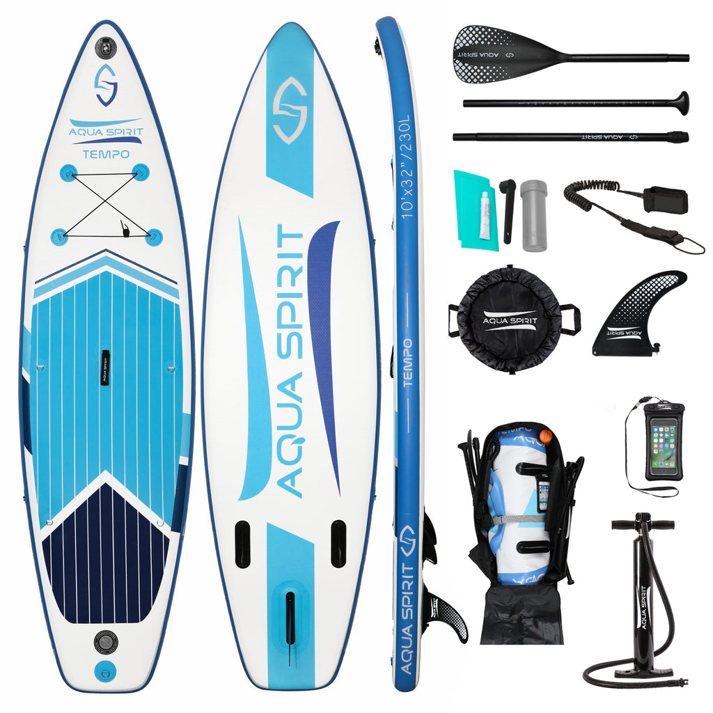 Aqua Spirit Tempo Blue 10FT iSUP Inflatable Stand up Paddle Board & Ac –  Packed Direct UK