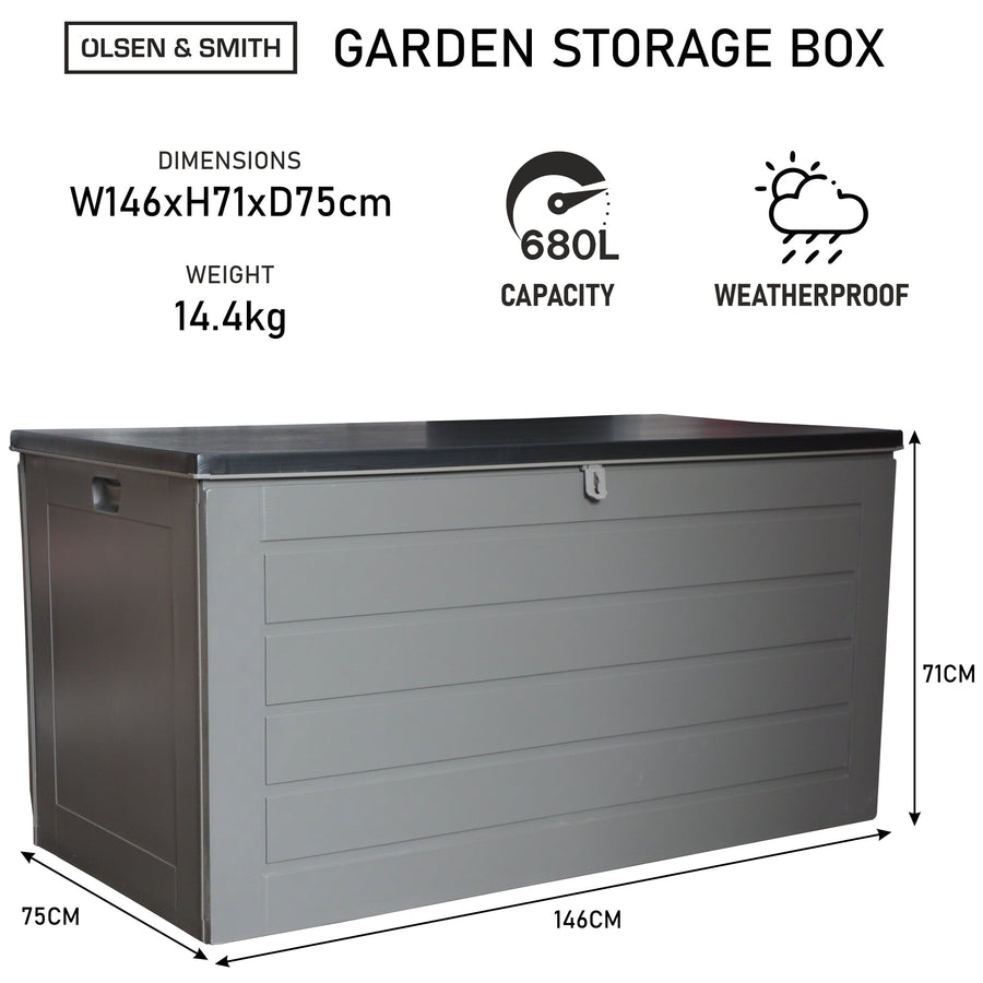 Olsen & Smith 680L/830L MASSIVE Capacity Outdoor Garden Storage Box Pl ...